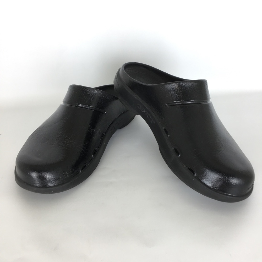 OOFOS Oocloog Luxe Recovery Shoes Men’s Size 9 Comfort Slip On Mules Clogs Black - Picture 1 of 14